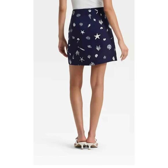 Blue & White Nautical Women's Linen Blend Skort - A New Day NWT/Size  8 - Picture 2 of 6